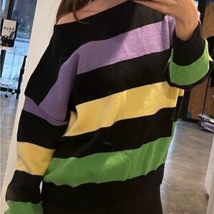 Mardi Gras Striped Boatneck Sweater